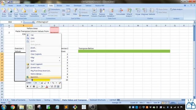 Excel - Paste Values and Transpose Exercises смотреть онлайн