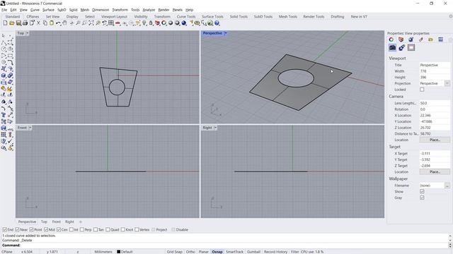 Rhino How To Cut A Hole In A Surface Tutorial смотреть онлайн