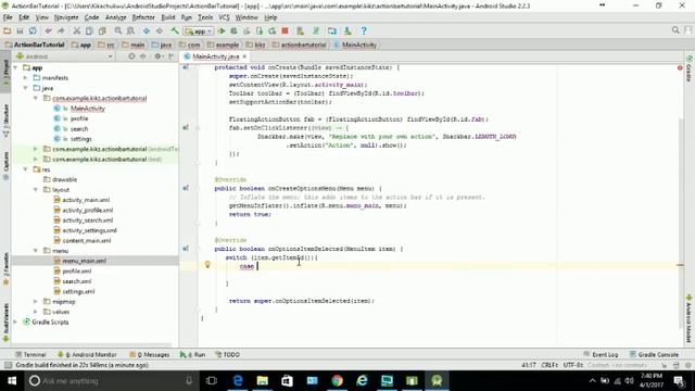 How to add and click menu items on action bar ANDROID STUDIO TUTORIAL смотреть онлайн