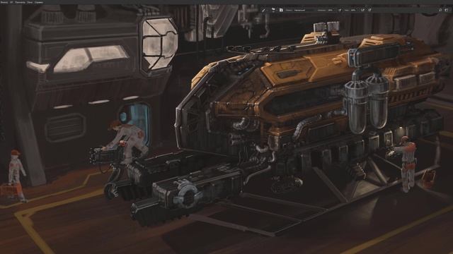 mining spacecraft drawing process | space ART смотреть онлайн