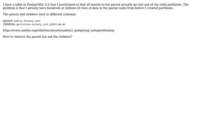 Databases: Truncate parent table but not children смотреть онлайн