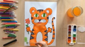 Как нарисовать ТИГРА для детей 5-7лет.  Полный урок tutorial