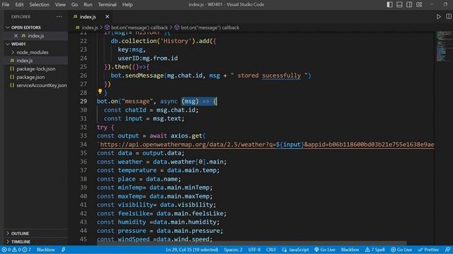 WD401 assignment of addition of Firebase database to a telegram bot by 21PA1A05G4 смотреть онлайн