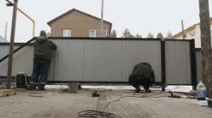 Откатные ворота с автоматикой "Alutech"