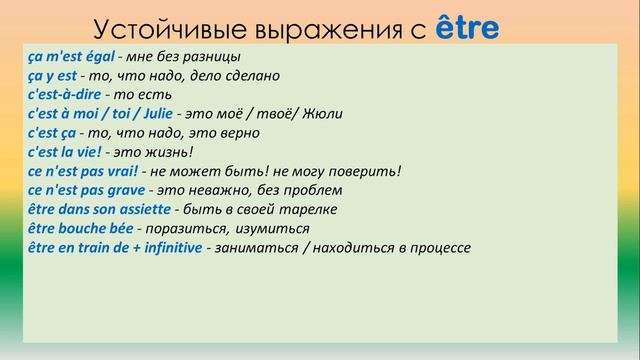 Устойчивые выражения с être смотреть онлайн