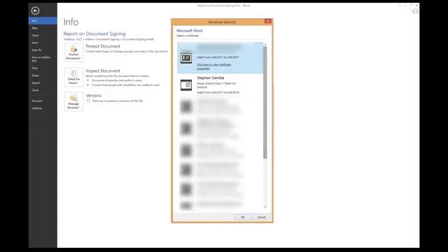 How to Sign a Microsoft Word/Excel/PowerPoint document with a Document Signing Certificate смотреть онлайн