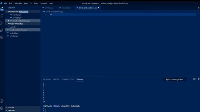 python3 tutorial part 9(control and break keyword) смотреть онлайн