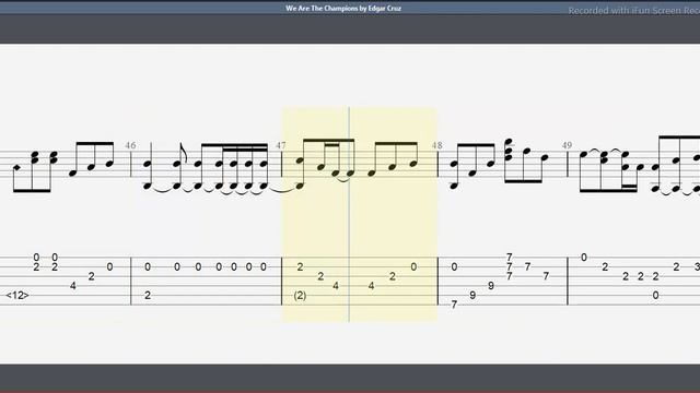 Guitar TAB - Edgar Cruz : We Are The Champions | Tutorial Sheet Lesson #iMn смотреть онлайн