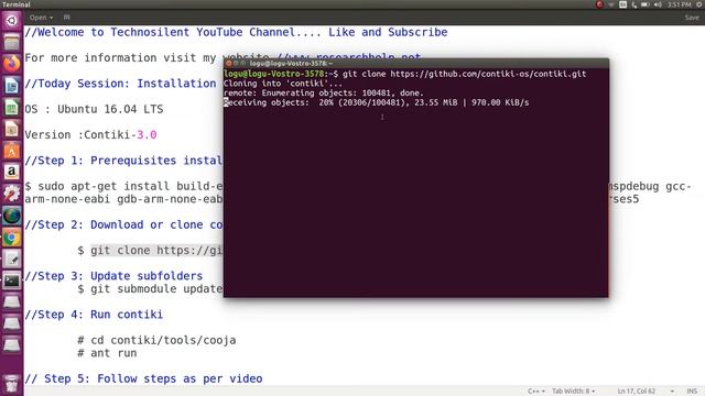 Installation of Contiki-OS in ubuntu 16.04 LTS #Technosilent смотреть онлайн