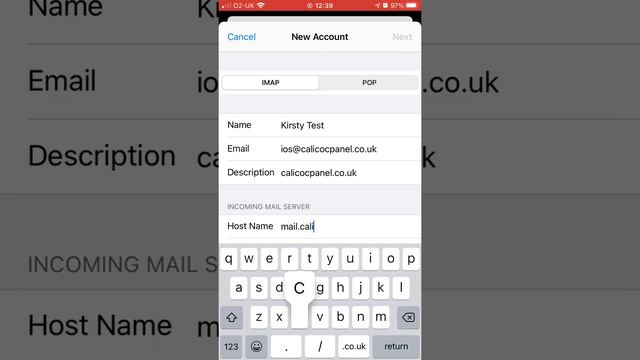 Add Your Calico UK IMAP Mail Settings To Your Apple Device - IOS 14