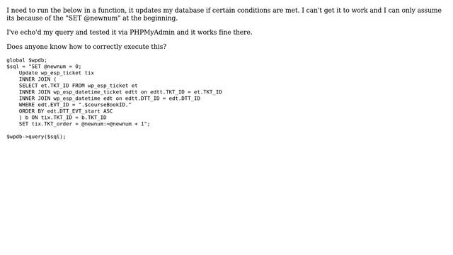 Wordpress: Run an update query in a function смотреть онлайн