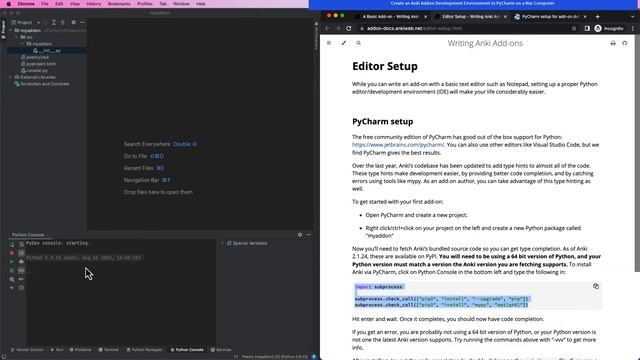Set up an Anki Add-on Development Environment in PyCharm on a Mac Computer смотреть онлайн