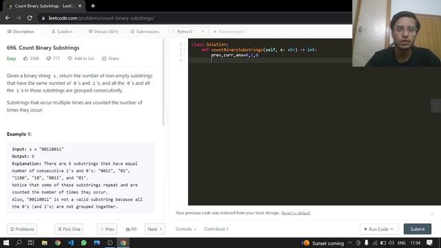 696. Count Binary Substrings | Leetcode | Python смотреть онлайн