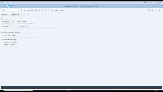 46. SAP V_TBAER Изменение полей документа \ Document Change Rules смотреть онлайн