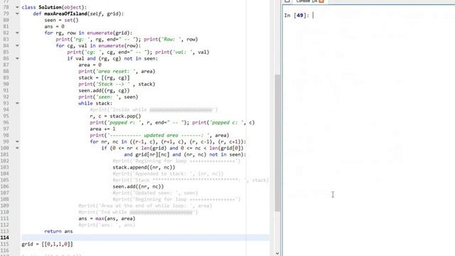 Maximum Area of Island - Depth-first search (DFS) - Python смотреть онлайн