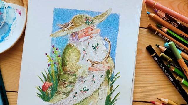 Процесс рисования книжной иллюстрации цветными карандашами // Six Fanarts Арт Челлендж // Спидпейнт смотреть онлайн