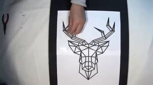 String Art ou art de la ficelle - Tableau cerf minimaliste - Time lapse