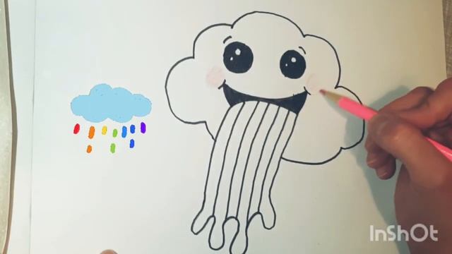 как нарисовать облако с радугой/how to draw a cloud with a rainbow / смотреть онлайн