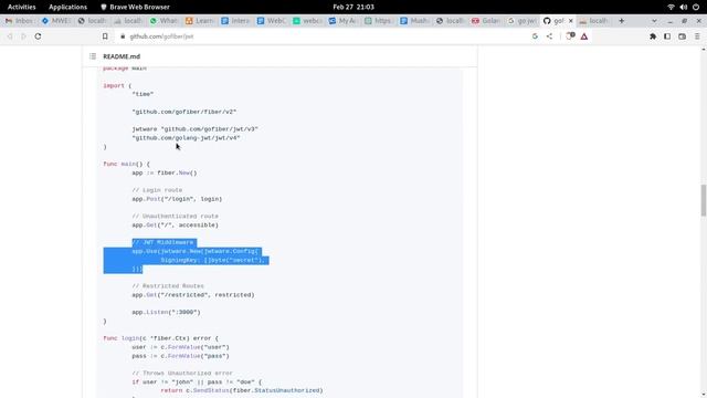 Golang Fiber tutorial 8 - JWT Token, Middleware смотреть онлайн