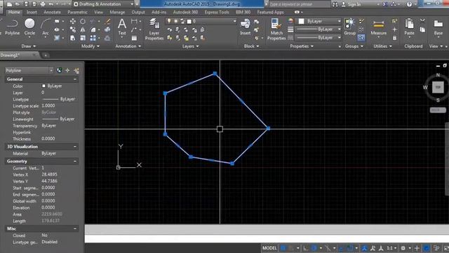 Determine area with Properties and Polyline features AutoCAD 2015 смотреть онлайн