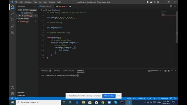 Array sort without using sort method in JAVASCRIPT смотреть онлайн
