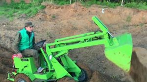 Возможности самодельного минипогрузчика. Погрузка ПГС.