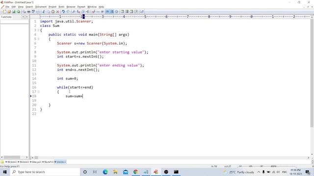 Find the sum of user given range | java Program смотреть онлайн