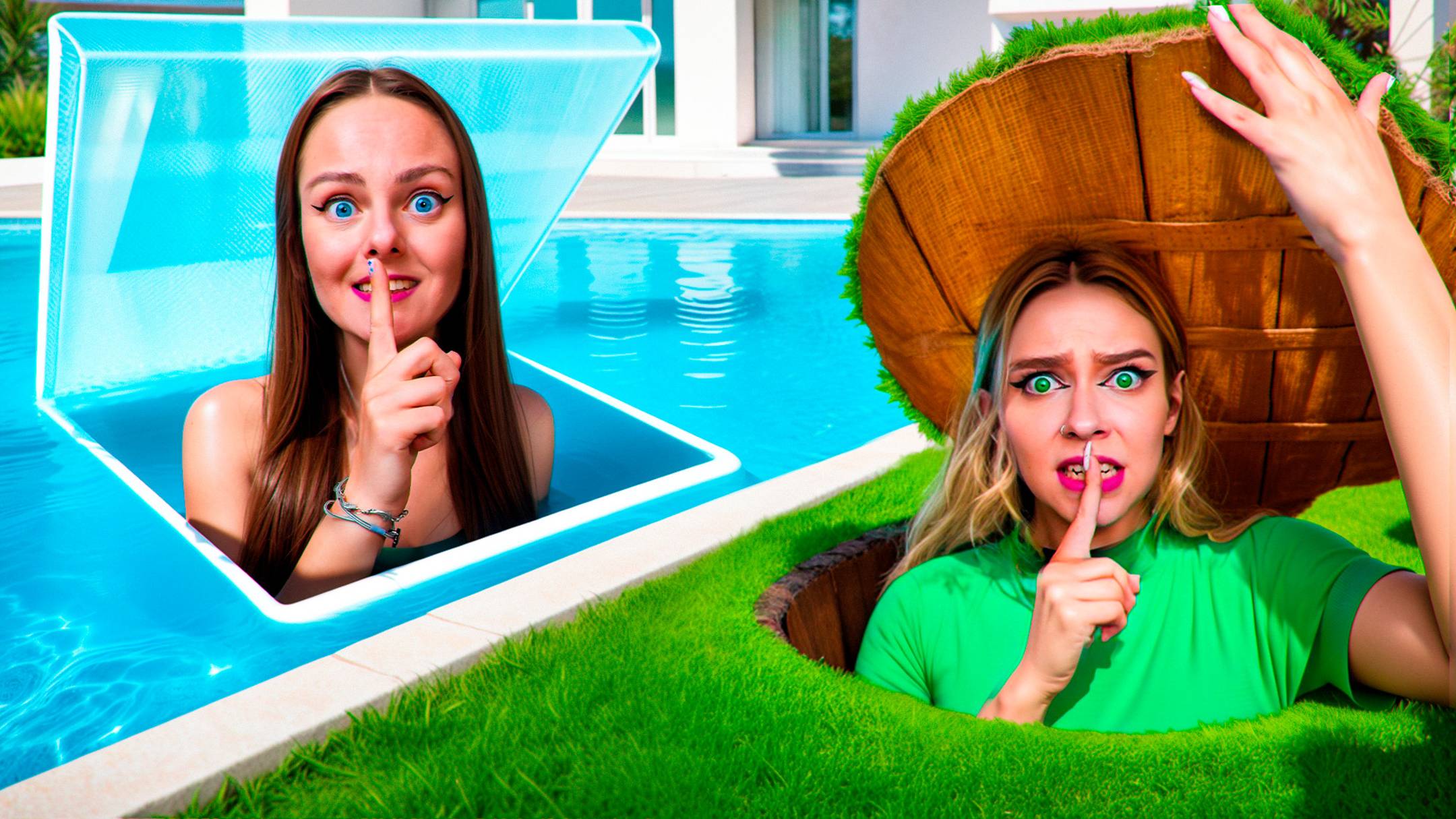 Построили СЕКРЕТНЫЕ КОМНАТЫ по ЦВЕТАМ ! Чья комната лучше челлендж смотреть онлайн