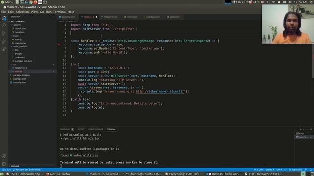 TS01 Hello World - TypeScript NodeJS HTTP Server with unit tests and ESLint смотреть онлайн