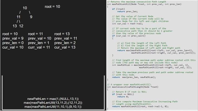 Maximum Consecutive Increasing Path Length in Binary Tree | GeeksforGeeks смотреть онлайн