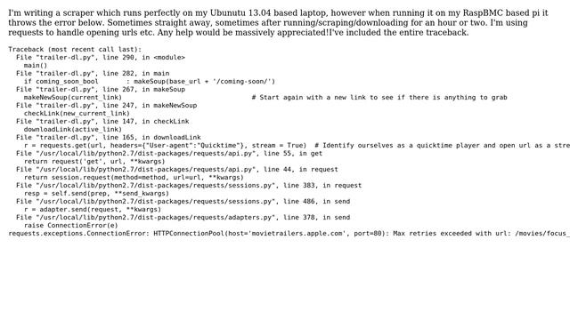 Raspberry Pi: Python requests sometimes fails with Errno -2 смотреть онлайн