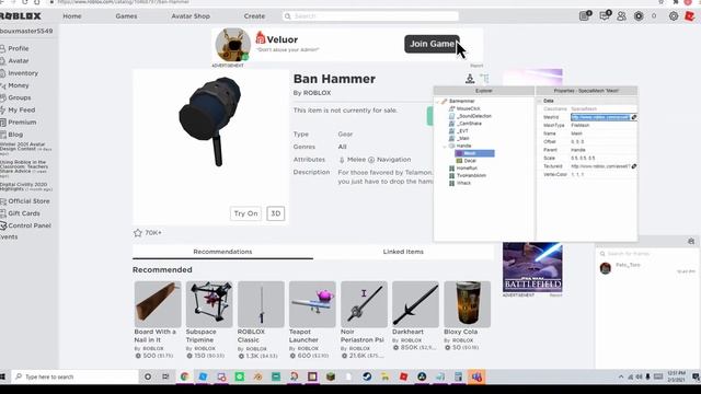 How to Make a BAN Hammer in Roblox Studio - Tutorial смотреть онлайн