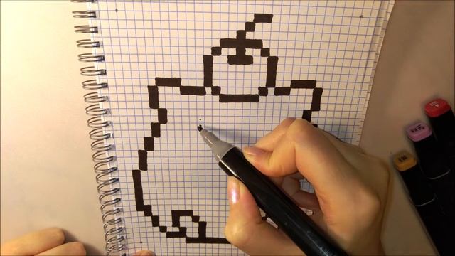 Как рисовать ХОМЯЧКА по клеточкам в тетради! #42 - #pixelart смотреть онлайн