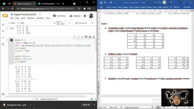 MODUL I Praktikum Datamining | Manipulasi Array Menggunakan Numpy смотреть онлайн