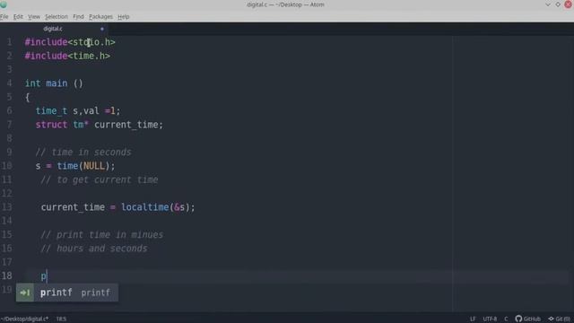 C programming project : Print digital clock with current time смотреть онлайн