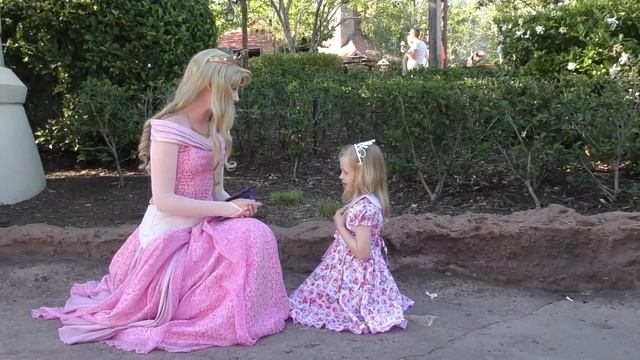 Встреча с принцессой Аврора из мультика Спящая Красавица в парке Уолт Дисней Орландо. смотреть онлайн