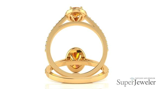 H021743 CIT14KY Oval Shape Citrine and Halo Diamond Ring In 14 Karat Yellow Gold смотреть онлайн
