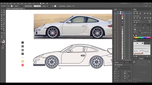 Porsche Car Logo Design - Adobe Illustrator Tutorial - Logo Idea смотреть онлайн