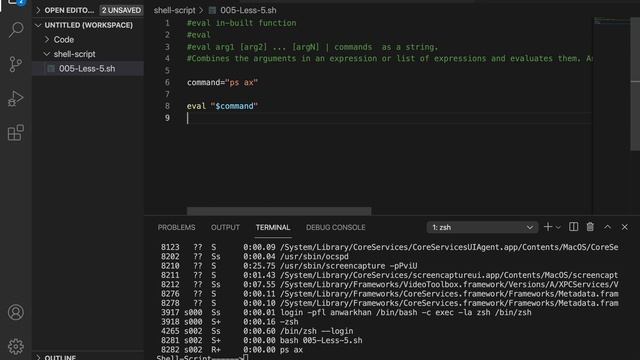 006-eval in built function in shell script. смотреть онлайн