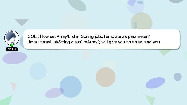 SQL : How set Array/List in Spring jdbcTemplate as parameter? смотреть онлайн