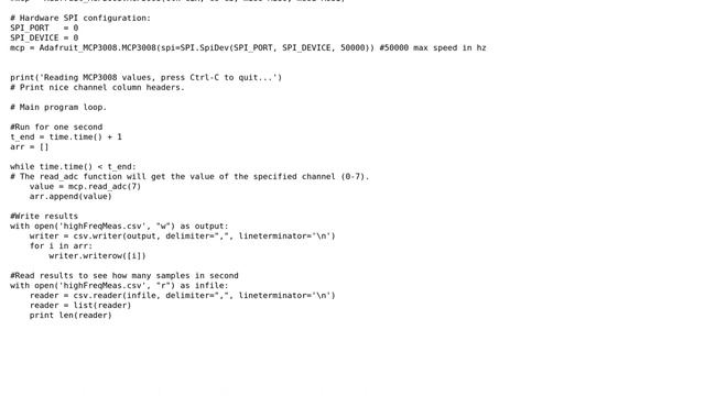 Raspberry Pi: How to increase sampling rate on MCP3008 in python? смотреть онлайн