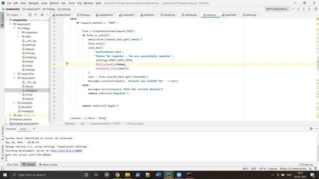 Python Django Video Class || Python Tutorial -1|| Sending Email On User Registration In django смотреть онлайн