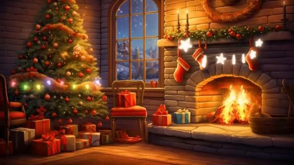 Christmas Background Music 2024 with Crackling Fireplace ? RELAXING CHRISTMAS SONG for Relax, Sleep