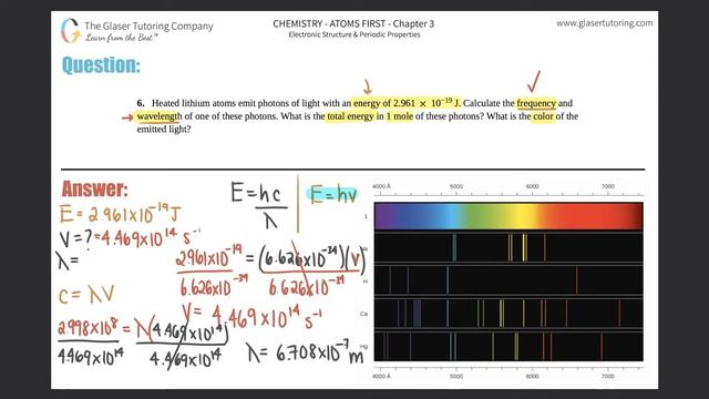 6.6 | Heated lithium atoms emit photons of light with an energy of 2.961 × 10^−19 J. Calculate the смотреть онлайн