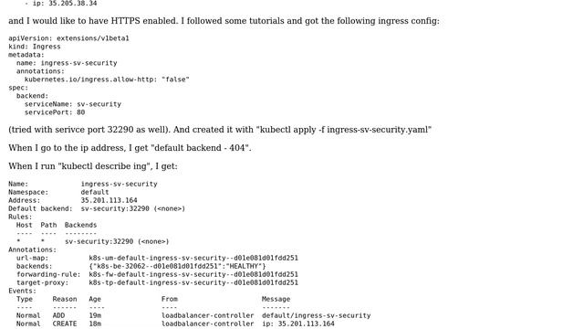 google cloud - kubectl - ingress - "default backend - 404" смотреть онлайн