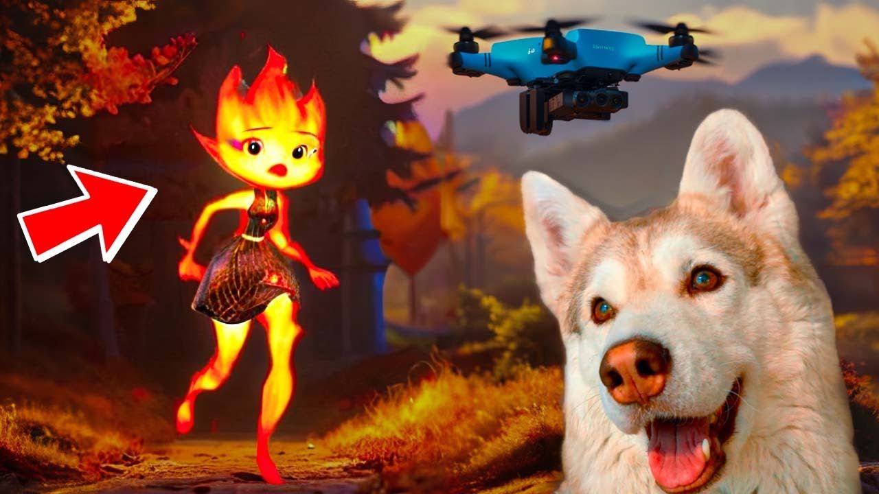 Дрон поймал ЭМБЕР ЛЮМЕН из фильма ЭЛЕМЕНТАРНО!! Хаски Бублик Говорящая собака смотреть онлайн