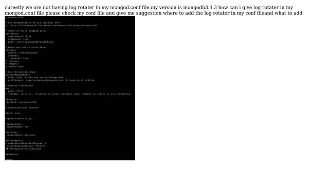 Databases: Automatically rotate mongo logs in mongod.conf file смотреть онлайн