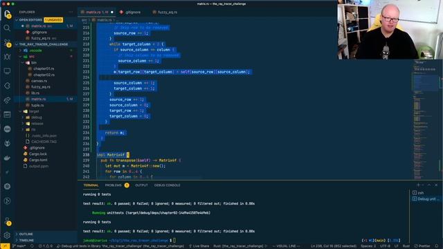 The Ray Tracer Challenge - 010 - Matrix Inversion - Chapter 03 - Part 3 смотреть онлайн