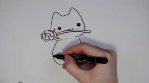 Как рисовать кота с розой. Рисуем каваий милого котика
