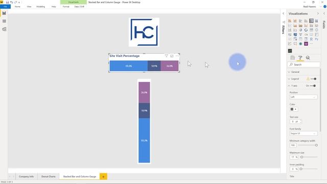 Stacked Bar and Column Gauge in Power BI смотреть онлайн